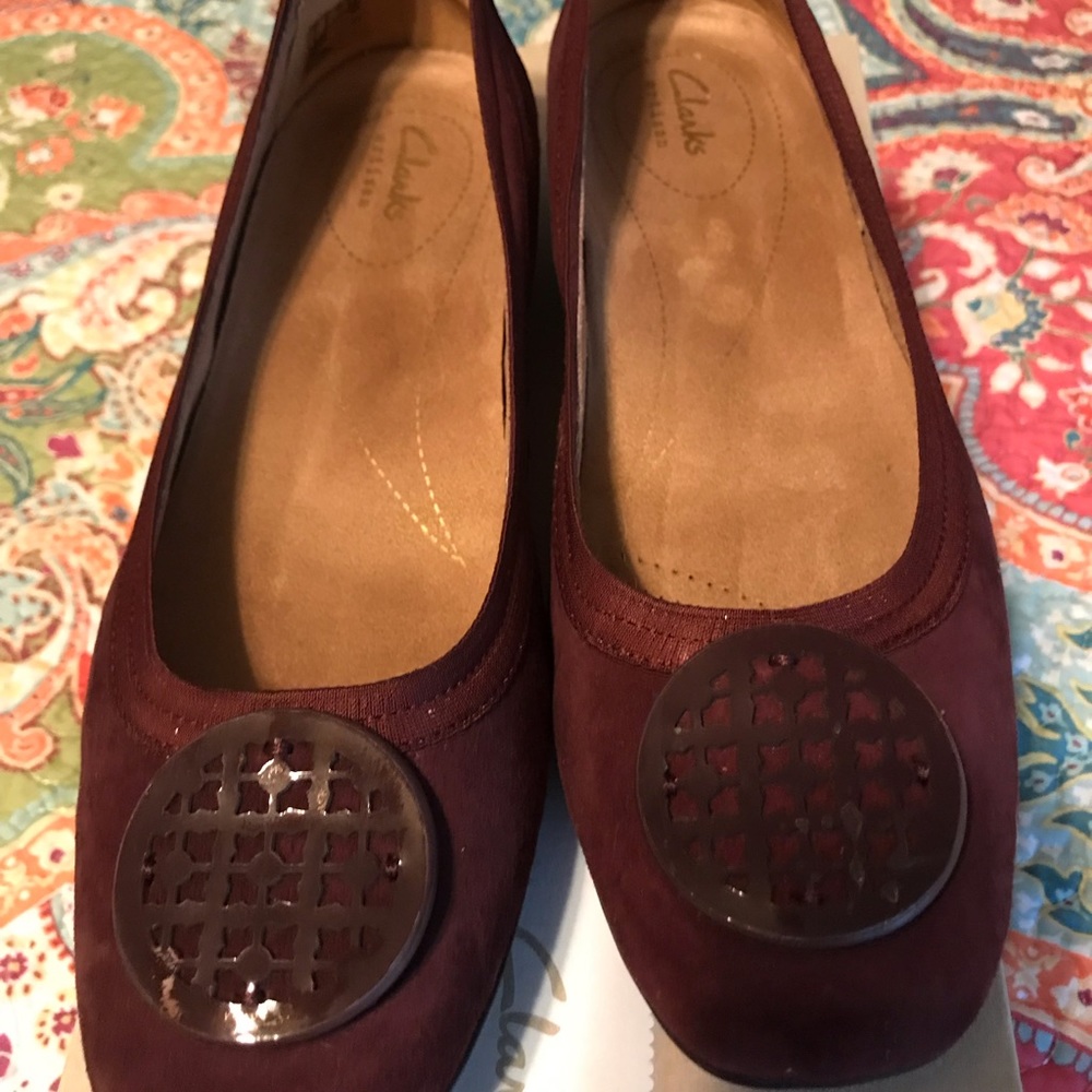 Clark slip on suade dress shoes